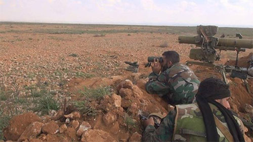 efectivos del Ejército sirio en Alepo Siria repele un ataque masivo de los terroristas en el sur de Alepo